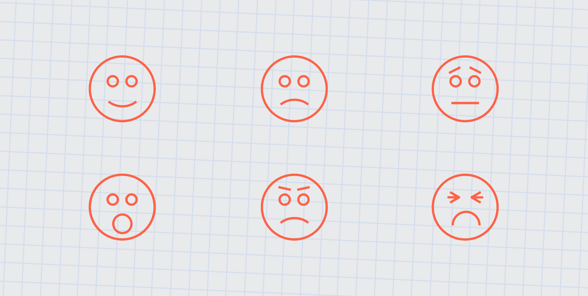 Emoticons depicting the expressions of six universal emotions