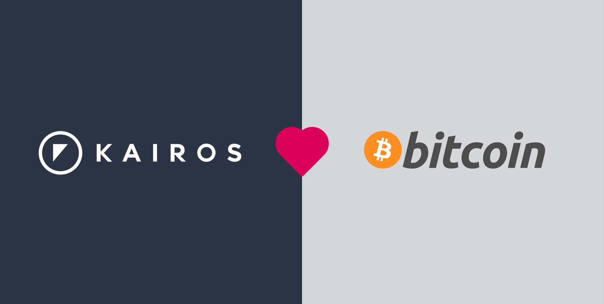 Kairos face recognition logo and Bitcoin logo