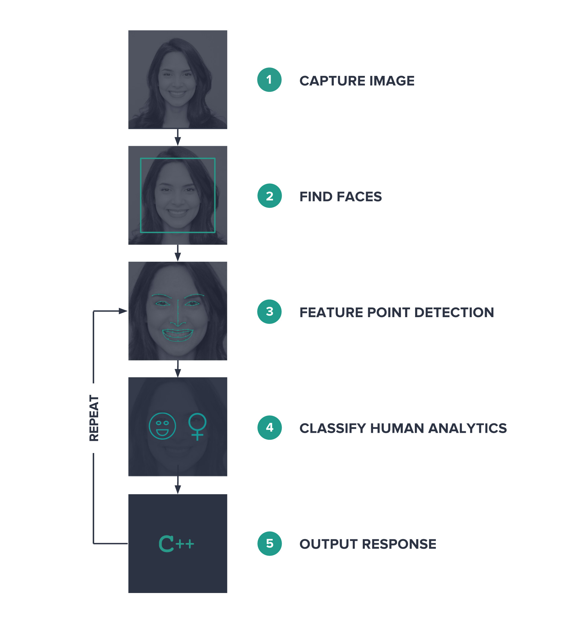 Flowchart diagram illustrating how the Kairos Human Analytics SDK works