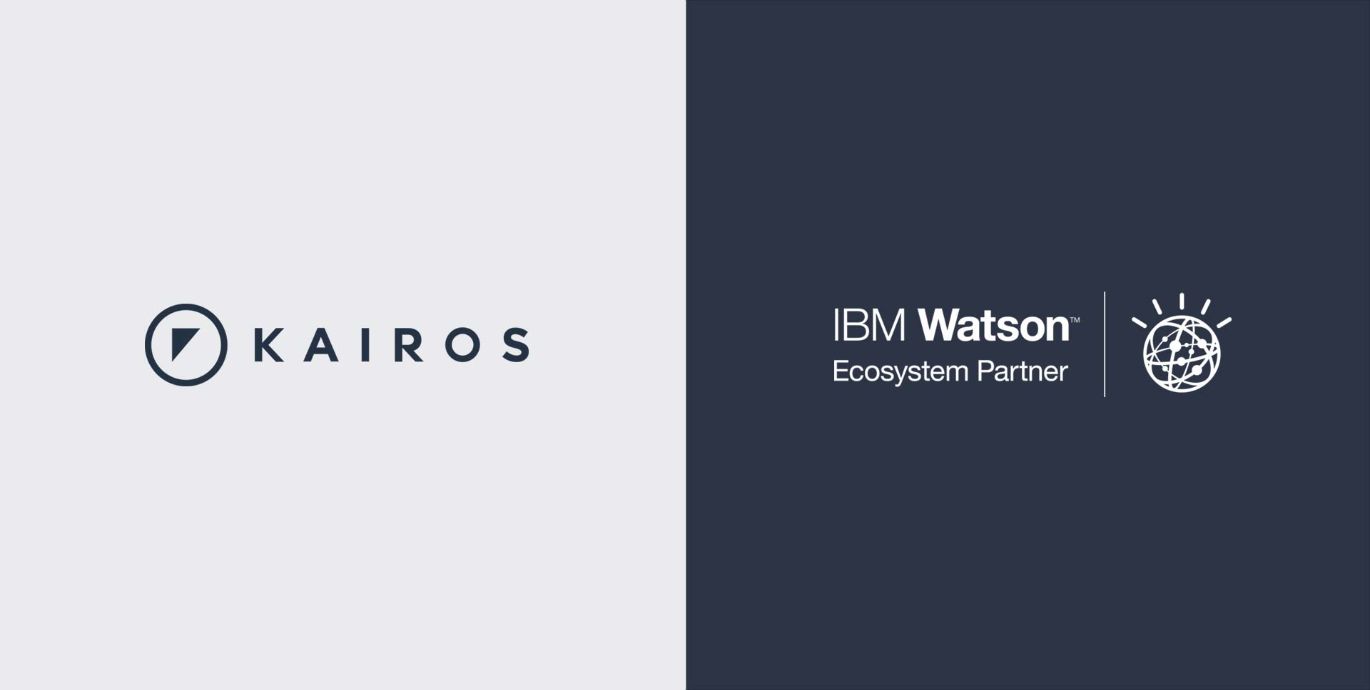 Image of the 'Kairos Human Analytics' logo and 'IBM Watson Ecosystem Partnership' logo