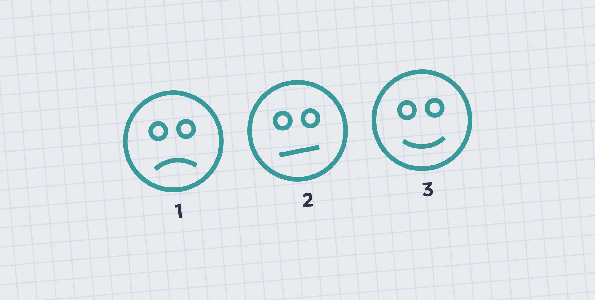 Line drawing of 3 faces denoting real-world emotion analytics