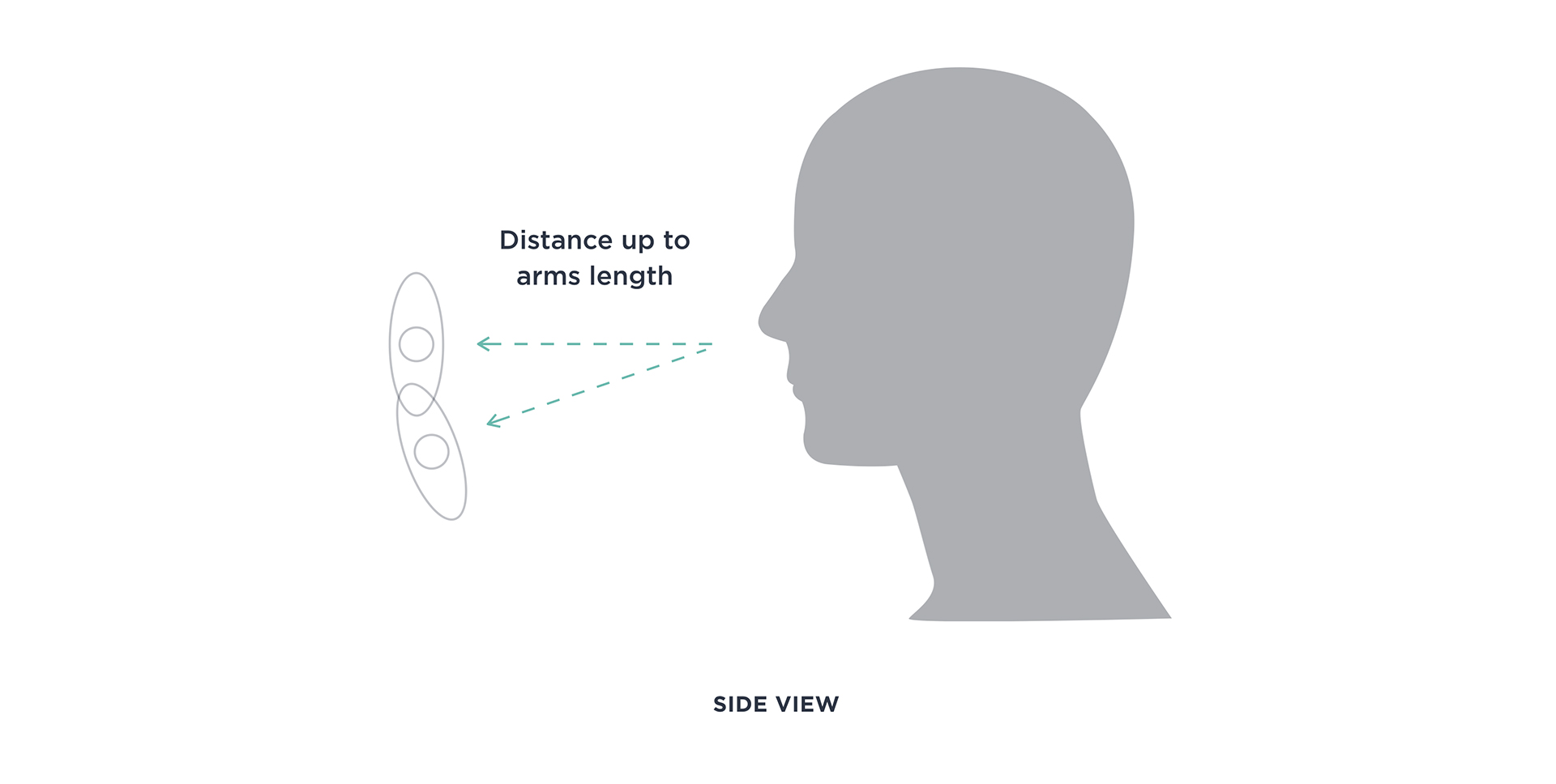 Diagram with a head silhouette in side view